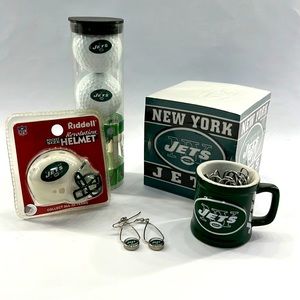 Jets Bundle - golf balls/tees, note pad, paperclip holder, earrings, helmet